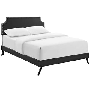 Corene Queen Vinyl Platform Bed with Round Splayed Legs Black MOD-5946-BLK