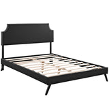 Corene Queen Vinyl Platform Bed with Round Splayed Legs Black MOD-5946-BLK