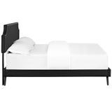 Corene Queen Vinyl Platform Bed with Round Splayed Legs Black MOD-5946-BLK