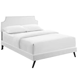 Corene Queen Vinyl Platform Bed with Round Splayed Legs White MOD-5946-WHI