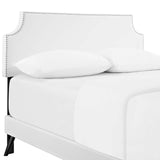 Corene Queen Vinyl Platform Bed with Round Splayed Legs White MOD-5946-WHI