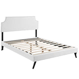 Corene Queen Vinyl Platform Bed with Round Splayed Legs White MOD-5946-WHI