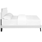 Corene Queen Vinyl Platform Bed with Round Splayed Legs White MOD-5946-WHI