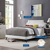 Corene Queen Vinyl Platform Bed with Round Splayed Legs White MOD-5946-WHI