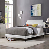 Corene Queen Vinyl Platform Bed with Round Splayed Legs White MOD-5946-WHI