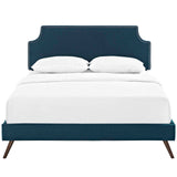 Corene King Fabric Platform Bed with Round Splayed Legs Azure MOD-5949-AZU