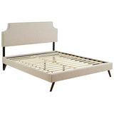 Corene King Fabric Platform Bed with Round Splayed Legs Beige MOD-5949-BEI