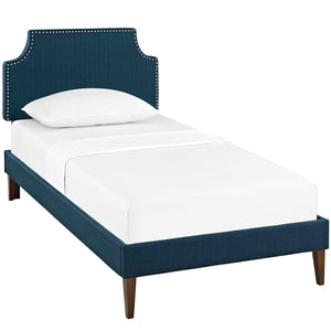 Corene Twin Fabric Platform Bed with Squared Tapered Legs Azure MOD-5951-AZU