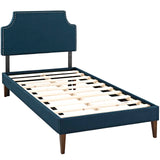 Corene Twin Fabric Platform Bed with Squared Tapered Legs Azure MOD-5951-AZU