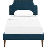 Corene Twin Fabric Platform Bed with Squared Tapered Legs Azure MOD-5951-AZU