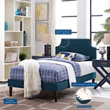 Corene Twin Fabric Platform Bed with Squared Tapered Legs Azure MOD-5951-AZU