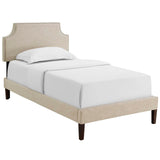 Corene Twin Fabric Platform Bed with Squared Tapered Legs Beige MOD-5951-BEI