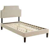 Corene Twin Fabric Platform Bed with Squared Tapered Legs Beige MOD-5951-BEI