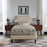 Corene Twin Fabric Platform Bed with Squared Tapered Legs Beige MOD-5951-BEI