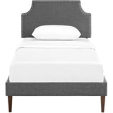 Corene Twin Fabric Platform Bed with Squared Tapered Legs Gray MOD-5951-GRY