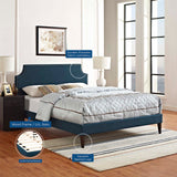 Corene Full Fabric Platform Bed with Squared Tapered Legs Azure MOD-5953-AZU