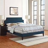 Corene Full Fabric Platform Bed with Squared Tapered Legs Azure MOD-5953-AZU