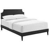Corene Queen Vinyl Platform Bed with Squared Tapered Legs Black MOD-5954-BLK