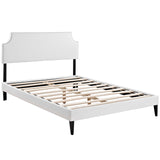 Corene Queen Vinyl Platform Bed with Squared Tapered Legs White MOD-5954-WHI