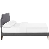 Corene Queen Fabric Platform Bed with Squared Tapered Legs Gray MOD-5955-GRY