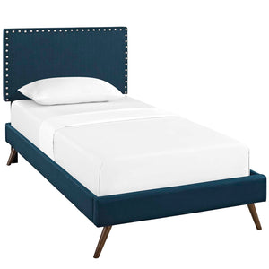 Macie Twin Fabric Platform Bed with Round Splayed Legs Azure MOD-5959-AZU