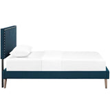 Macie Twin Fabric Platform Bed with Round Splayed Legs Azure MOD-5959-AZU