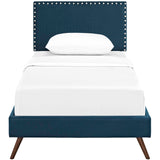 Macie Twin Fabric Platform Bed with Round Splayed Legs Azure MOD-5959-AZU