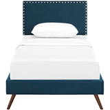 Macie Twin Fabric Platform Bed with Round Splayed Legs MOD-5959-AZU