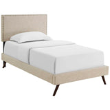 Macie Twin Fabric Platform Bed with Round Splayed Legs Beige MOD-5959-BEI