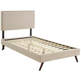 Macie Twin Fabric Platform Bed with Round Splayed Legs Beige MOD-5959-BEI