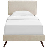 Macie Twin Fabric Platform Bed with Round Splayed Legs Beige MOD-5959-BEI