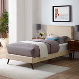 Macie Twin Fabric Platform Bed with Round Splayed Legs Beige MOD-5959-BEI