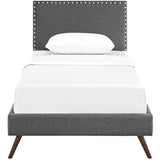 Macie Twin Fabric Platform Bed with Round Splayed Legs Gray MOD-5959-GRY