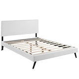 Macie Full Vinyl Platform Bed with Round Splayed Legs White MOD-5960-WHI