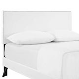 Macie Full Vinyl Platform Bed with Round Splayed Legs MOD-5960-WHI