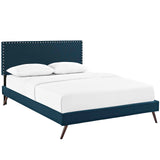 Macie Full Fabric Platform Bed with Round Splayed Legs Azure MOD-5961-AZU