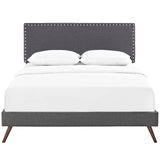 Macie Full Fabric Platform Bed with Round Splayed Legs Gray MOD-5961-GRY