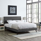 Macie Full Fabric Platform Bed with Round Splayed Legs Gray MOD-5961-GRY