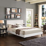 Macie Queen Vinyl Platform Bed with Round Splayed Legs White MOD-5962-WHI