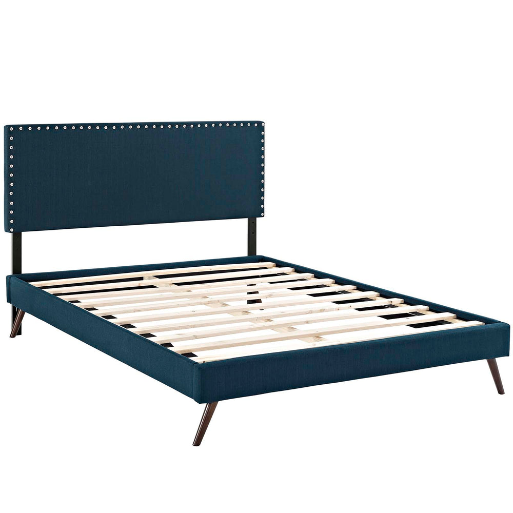 Macie Queen Fabric Platform Bed with Round Splayed Legs MOD-5963-AZU
