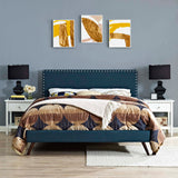 Macie Queen Fabric Platform Bed with Round Splayed Legs MOD-5963-AZU