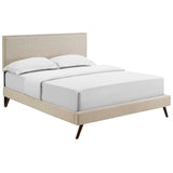 Macie Queen Fabric Platform Bed with Round Splayed Legs Beige MOD-5963-BEI