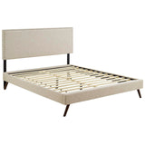 Macie Queen Fabric Platform Bed with Round Splayed Legs Beige MOD-5963-BEI