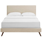 Macie King Fabric Platform Bed with Round Splayed Legs Beige MOD-5965-BEI