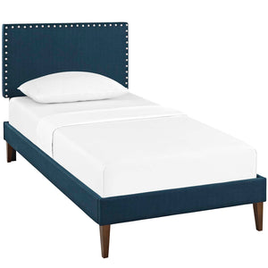 Macie Twin Fabric Platform Bed with Squared Tapered Legs Azure MOD-5967-AZU