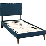 Macie Twin Fabric Platform Bed with Squared Tapered Legs Azure MOD-5967-AZU