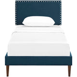 Macie Twin Fabric Platform Bed with Squared Tapered Legs Azure MOD-5967-AZU