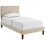 Macie Twin Fabric Platform Bed with Squared Tapered Legs Beige MOD-5967-BEI