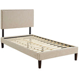 Macie Twin Fabric Platform Bed with Squared Tapered Legs Beige MOD-5967-BEI