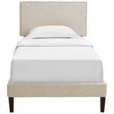 Macie Twin Fabric Platform Bed with Squared Tapered Legs Beige MOD-5967-BEI